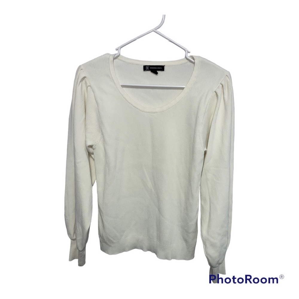 INC International Concepts Women’s Puff-sleeves Scoop Neck Sweater | Size L